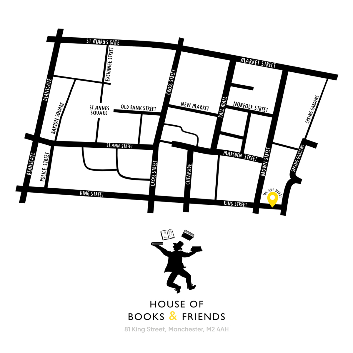 Map of where the bookshop is